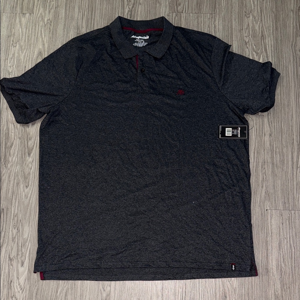 Aeropostale Mens Size 4XL Polo Shirt Dark Gray Black Short Sleeve Shirt